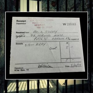 Reg Kray Prison Cash Receipt