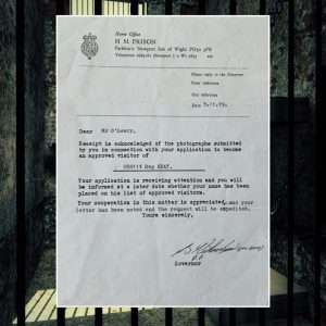 Reg Kray Approved Visitor Letter