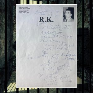 Reg Kray Handwriting