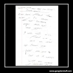 RON KRAY LETTER DOUBLESIDED (BROADMOOR 1992)