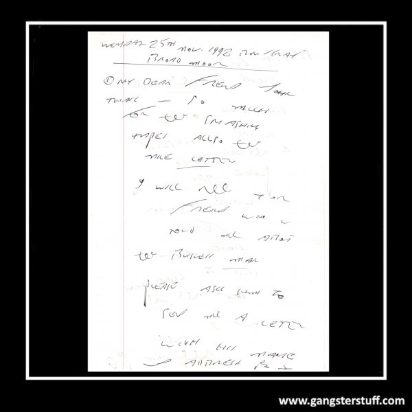 RON KRAY LETTER DOUBLESIDED (BROADMOOR 1992)