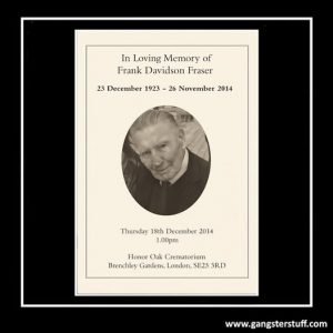 MAD FRANKIE FRASER FUNERAL ORDER OF SERVICE