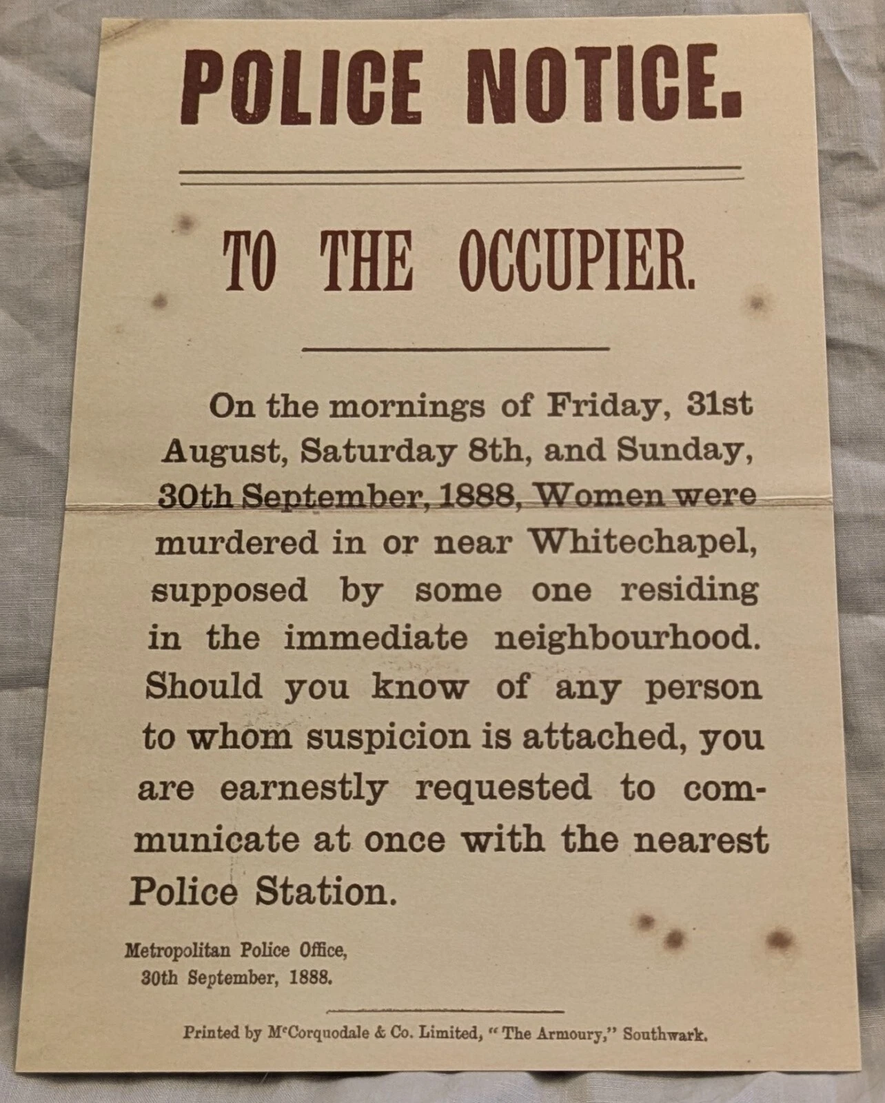 JACK THE RIPPER POLICE LETTERS SET (REPRO) - Image 3