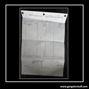 ORIGINAL CHARLIE KRAY SNR BANK STATEMENT (1983)