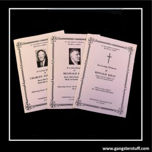 RON REG & CHARLIE KRAY FUNERAL ORDER OF SERVICE (REPLICAS)