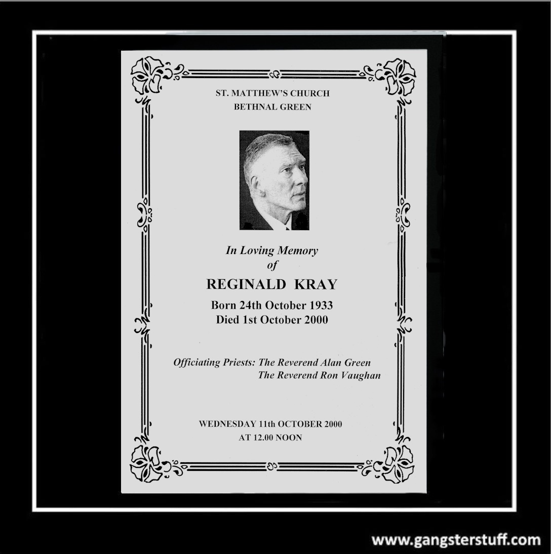 ORIGINAL REG KRAY FUNERAL ORDER OF SERVICE CARD