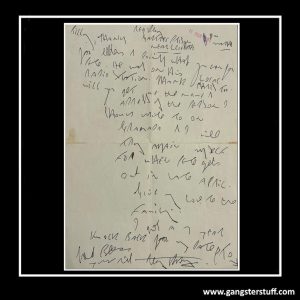 Handwritten Reg Kray Letter