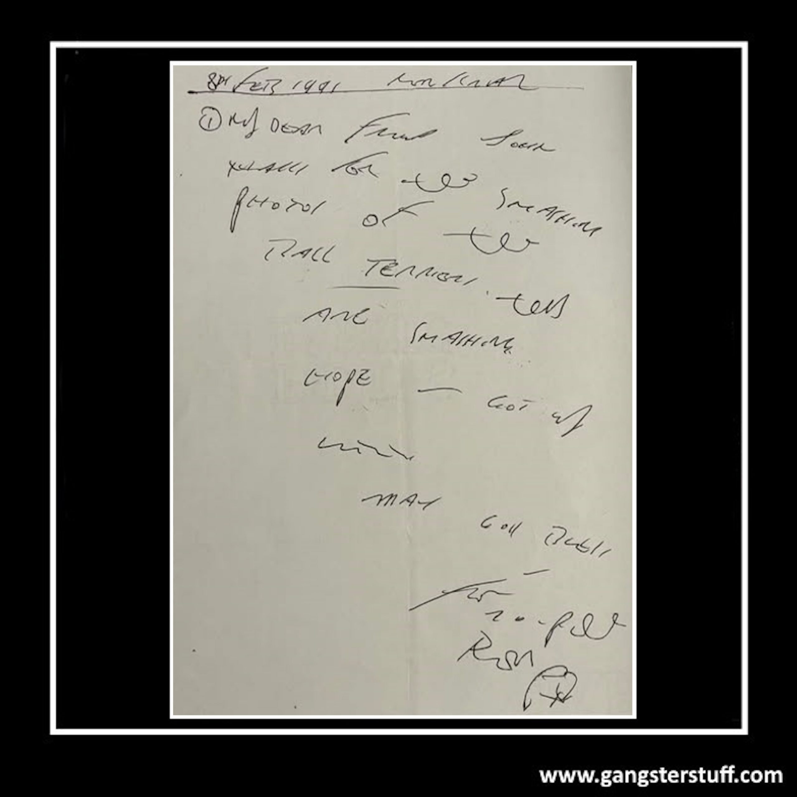 Signed Ron Kray letter