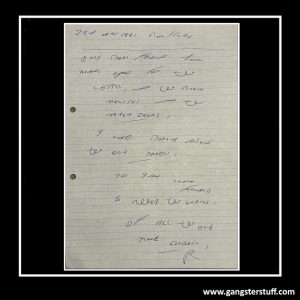Handwritten Ron Kray Letter