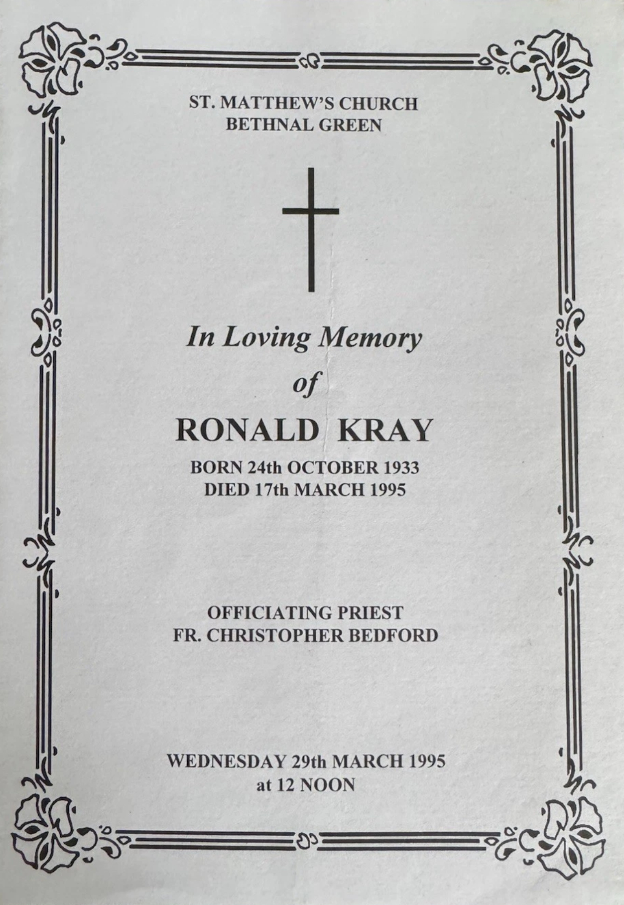 Signed Ron Kray letter