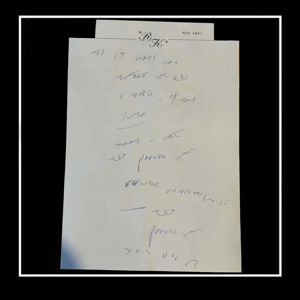 DOUBLE-SIDED RON KRAY LETTER PAGE + COA - Image 2