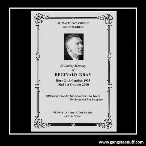 Reg Kray Funeral Order Of Service