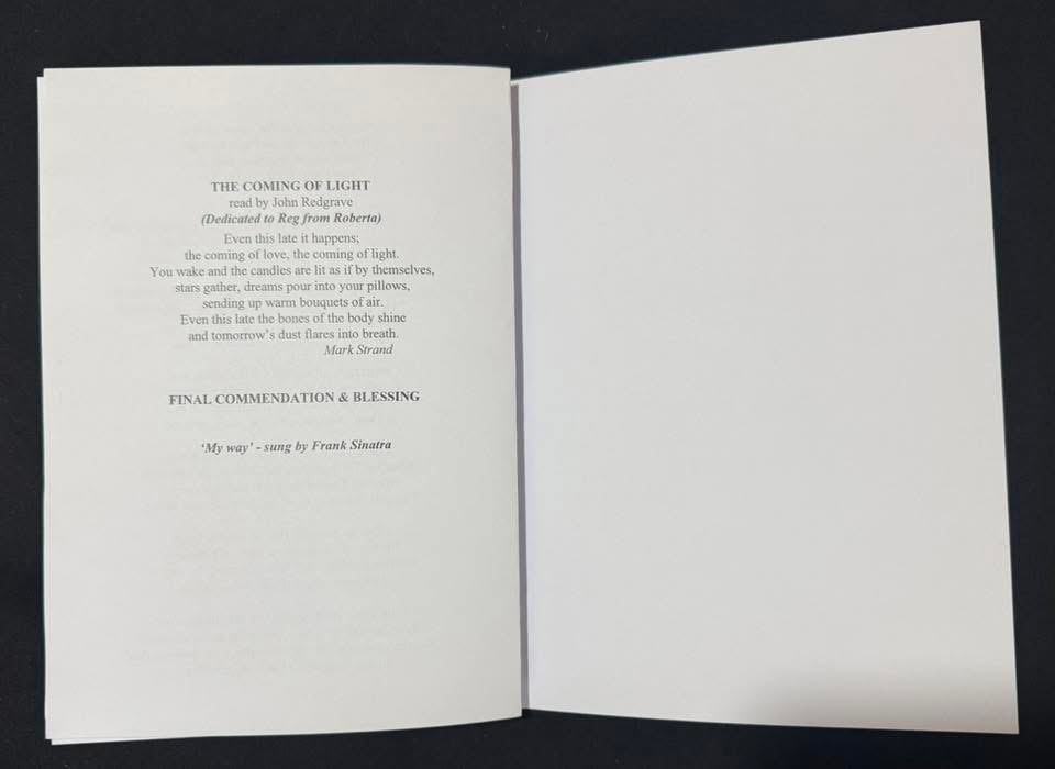 REG KRAY FUNERAL ORDER OF SERVICE (REPLICA) - Image 5