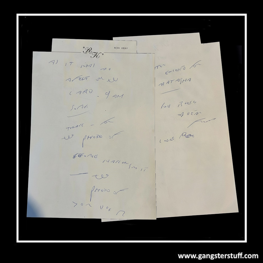 DOUBLE-SIDED RON KRAY LETTER PAGE + COA