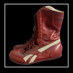 SIGNED PAIR OF ROY 'PRETTY BOY' SHAWS BOXING BOOTS + COA