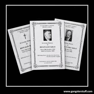 THREE KRAY BROTHERS FUNERAL ORDER OF SERVICES (REPLICA)