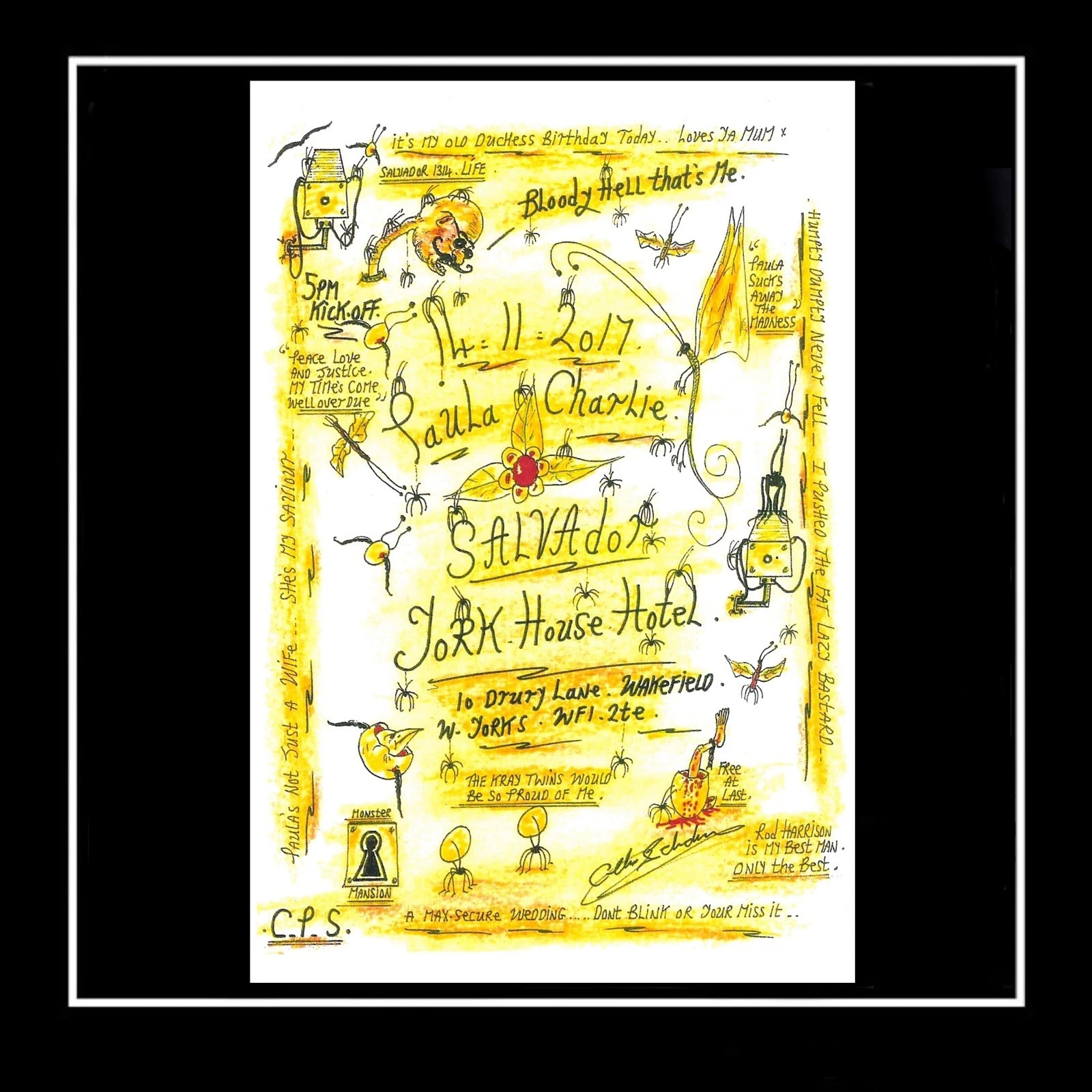 CHARLIE BRONSON SALVADOR WEDDING INVITATION + COA - Image 2