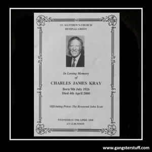 CHARLIE KRAY FUNERAL ORDER OF SERVICE (REPLICA)