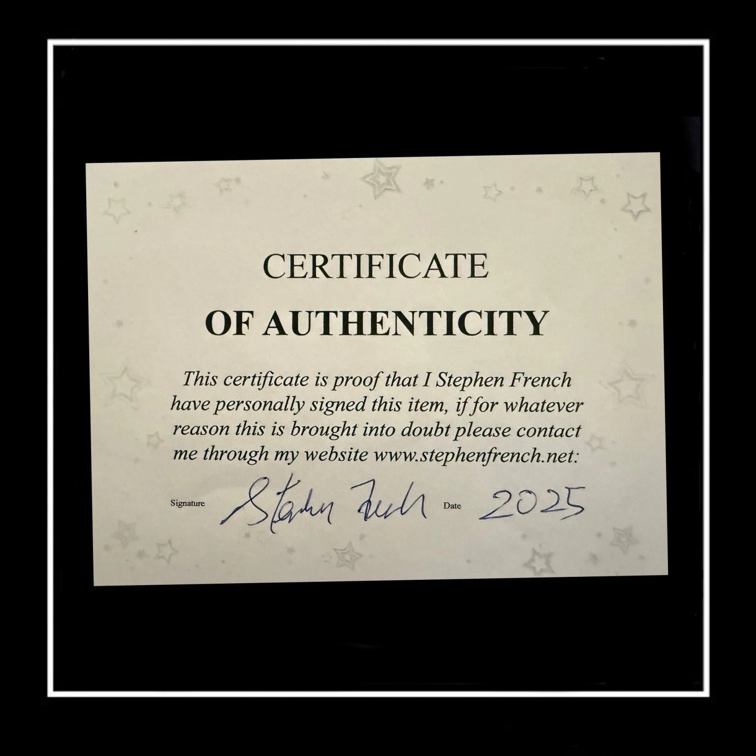 A5 SIGNED STEPHEN 'THE DEVIL' FRENCH + COA - Image 3