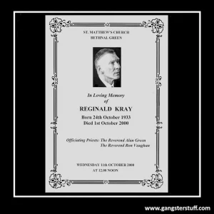 REG KRAY FUNERAL ORDER OF SERVICE (REPLICA)