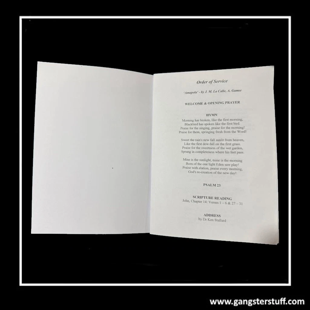 REG KRAY FUNERAL ORDER OF SERVICE (REPLICA) - Image 3