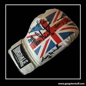 HAND SIGNED ROY SHAW TERRY DOWNES TERRY SPINKS ALAN MINTER BOXING GLOVE + COA