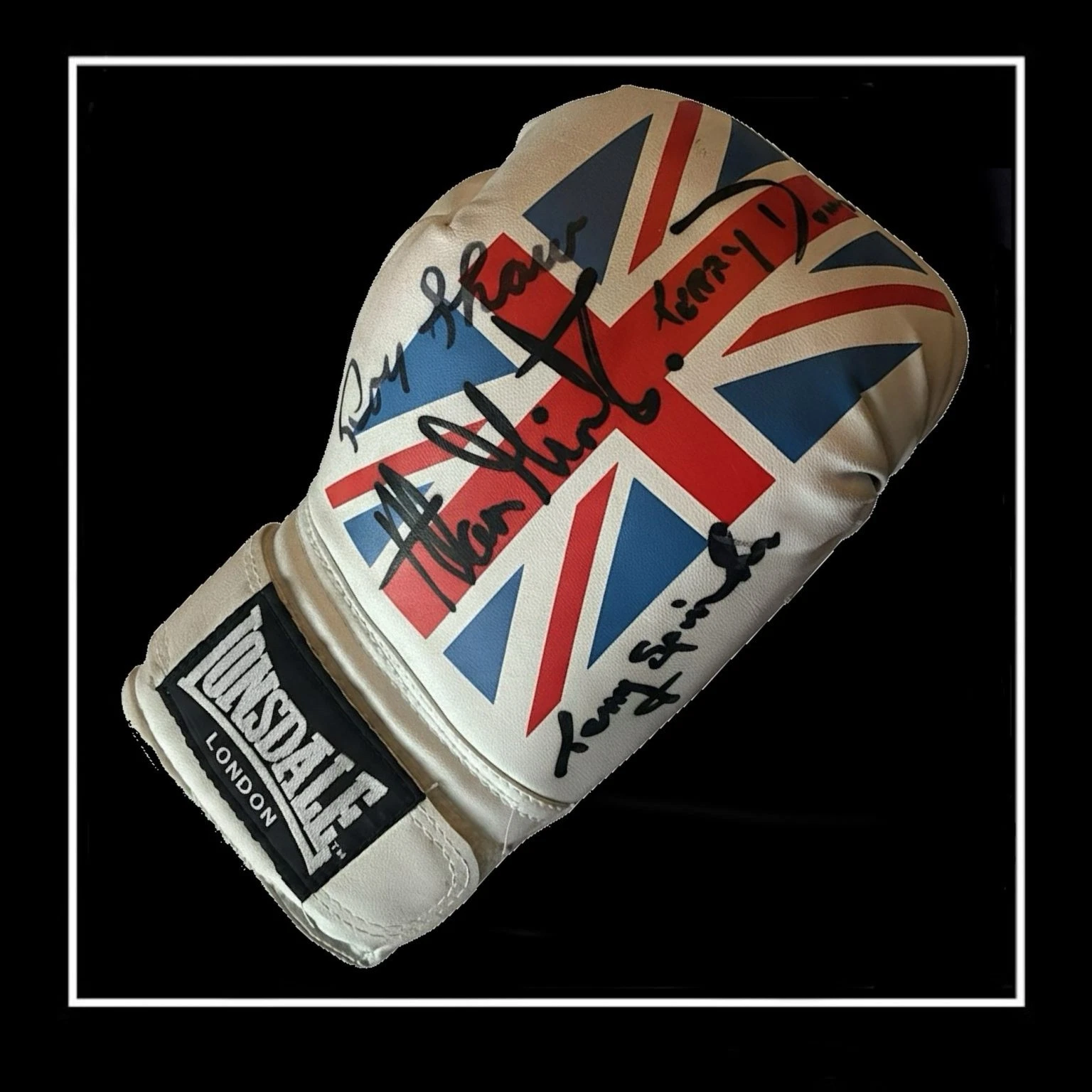 HAND SIGNED ROY SHAW TERRY DOWNES TERRY SPINKS ALAN MINTER BOXING GLOVE + COA - Image 2