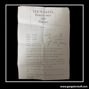 HAND SIGNED REG KRAY ‘THOUGHTS’ FLYER – FULL SIGNATURE