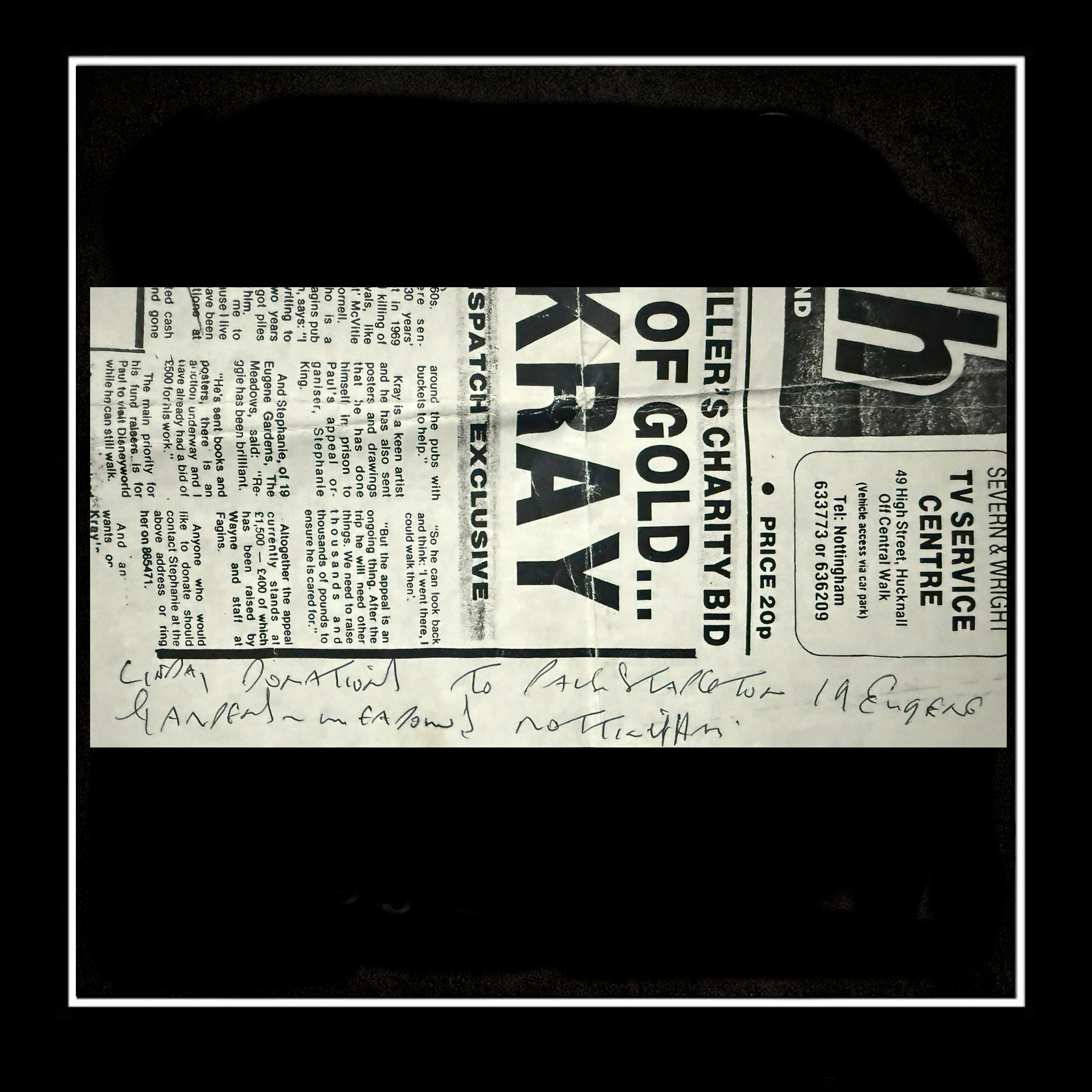 HAND SIGNED REG KRAY 'DISPATCH' NEWPAPER FLYER - FULL SIGNATURE - Image 3